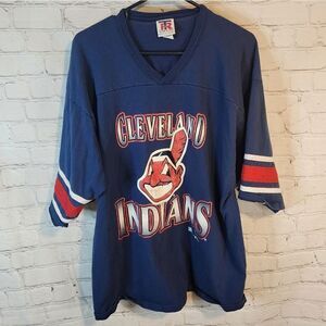 Men's Vintage Team Rate MLB Cleveland Indians baseball jersey shirt, size L/G